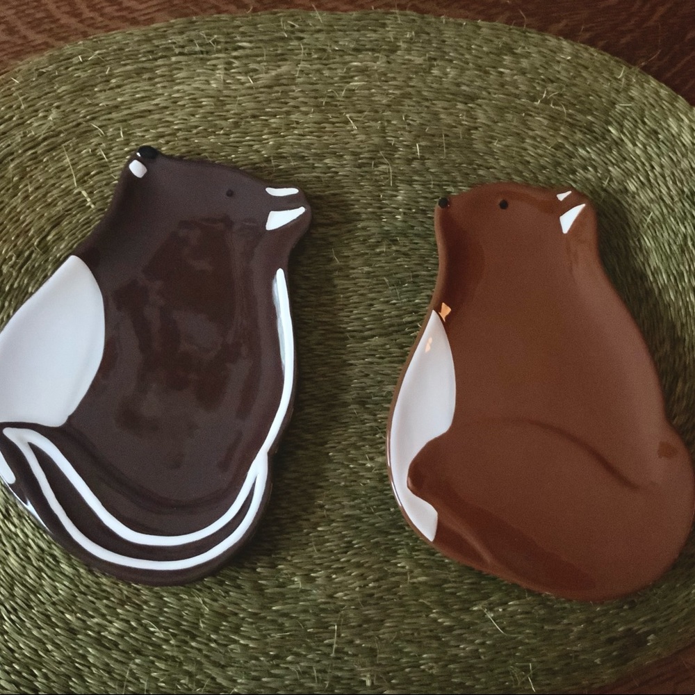 Woodland Animal Trinket Dishes, Set of 2 Ceramic Animal